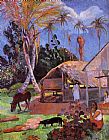 Paul Gauguin The Black Pigs painting